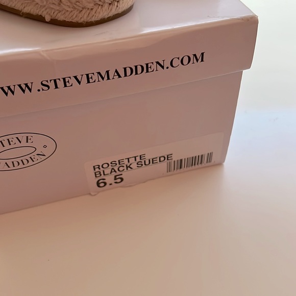 NIB Steve Madden Rosette Black Suede Espadrilles Size 6.5 - Picture 4 of 5